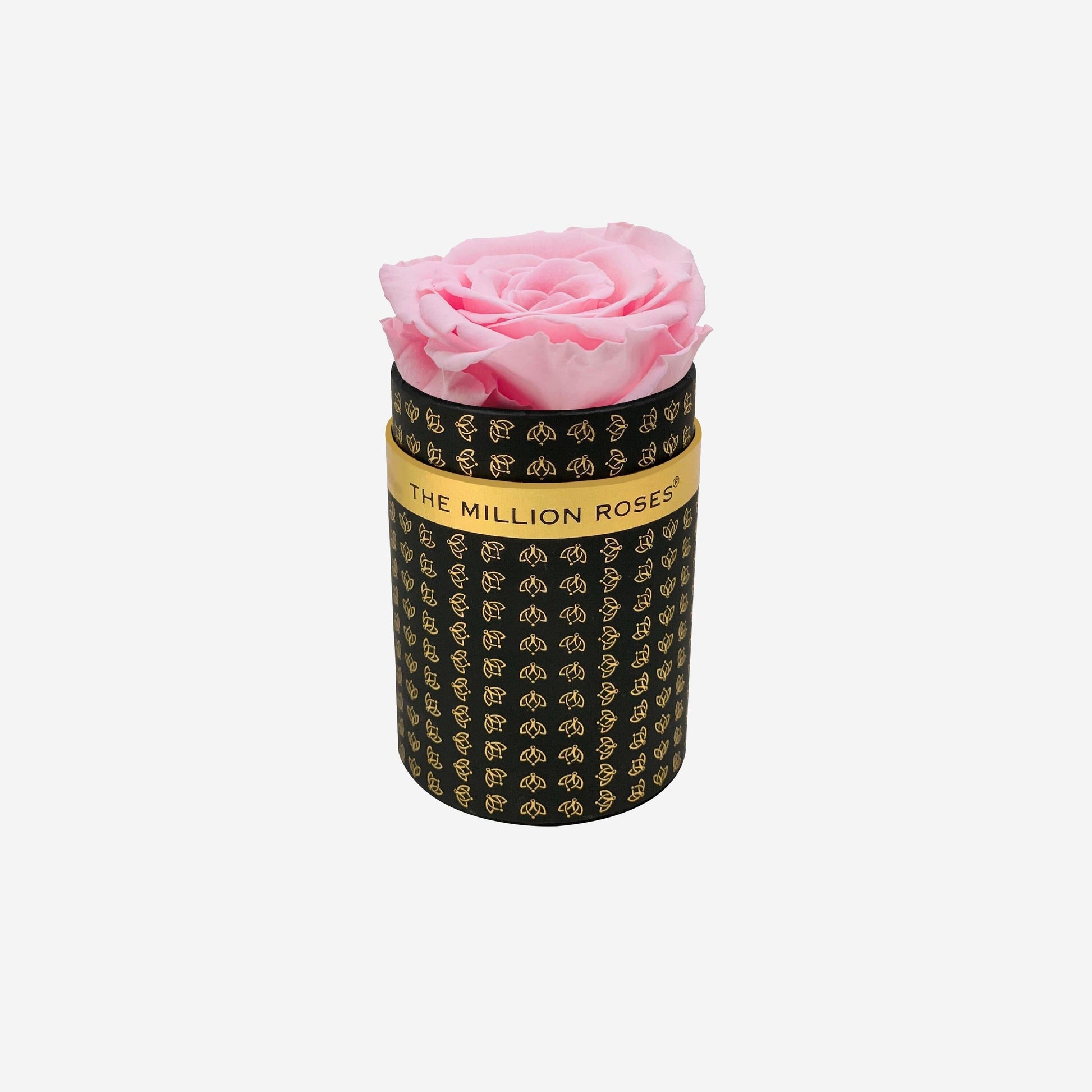 Single Black Monogram Box | Light Pink Rose - The Million Roses