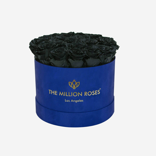 Classic Royal Blue Suede Box | Black Roses - The Million Roses