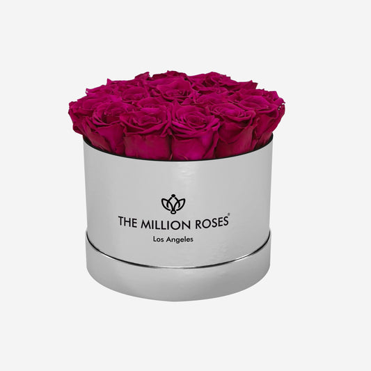 Classic Mirror Silver Box | Magenta Roses - The Million Roses
