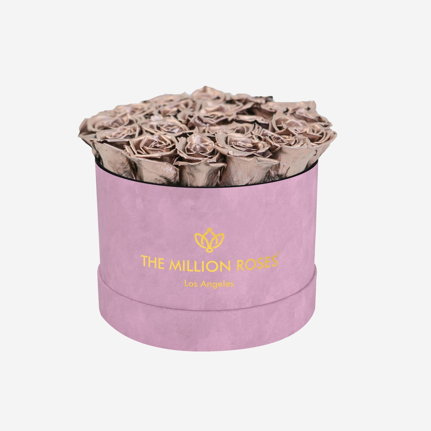 Classic Light Pink Suede Box | Rose Gold Roses - The Million Roses