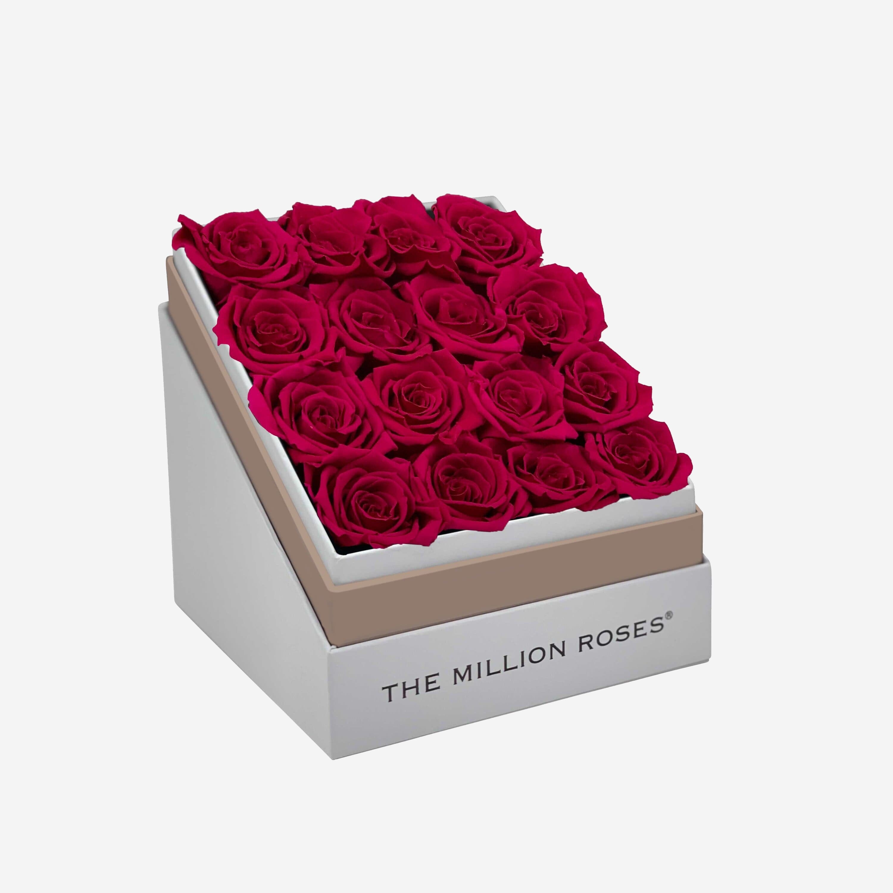 Square White Box | Magenta Roses - The Million Roses