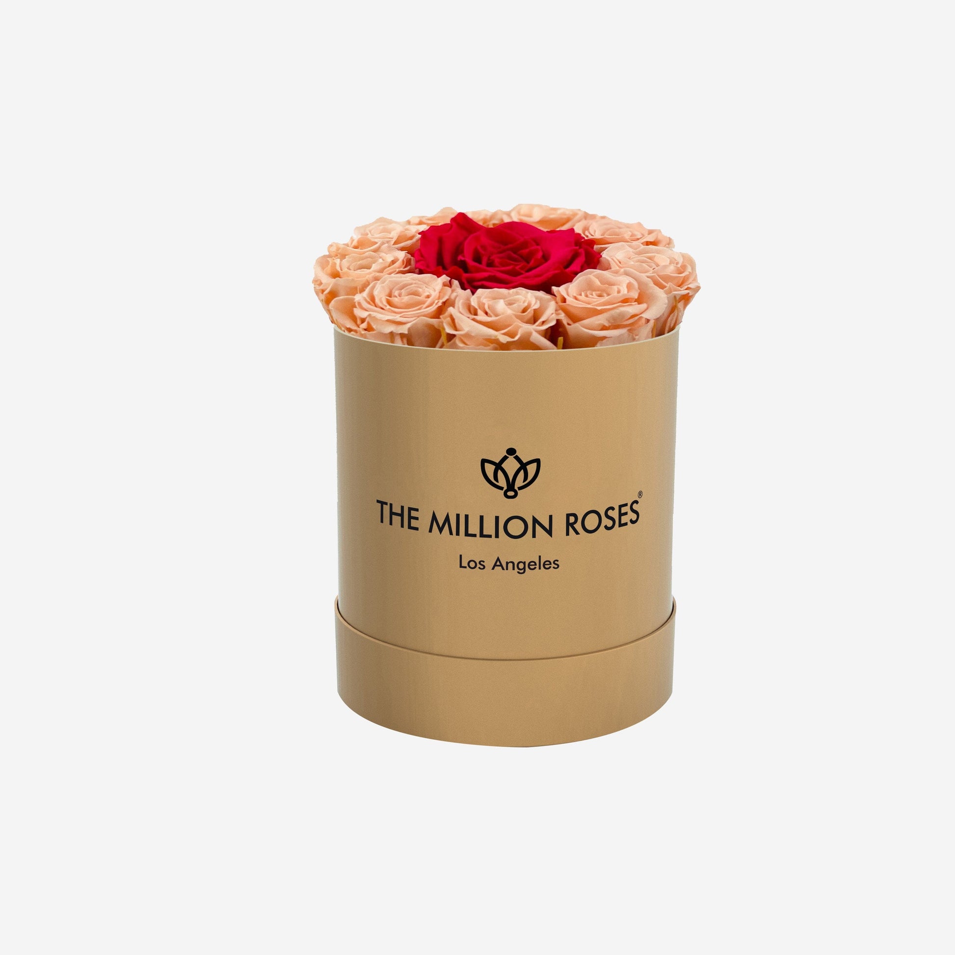 Basic Gold Box | Peach & Hot Pink Mini Roses - The Million Roses
