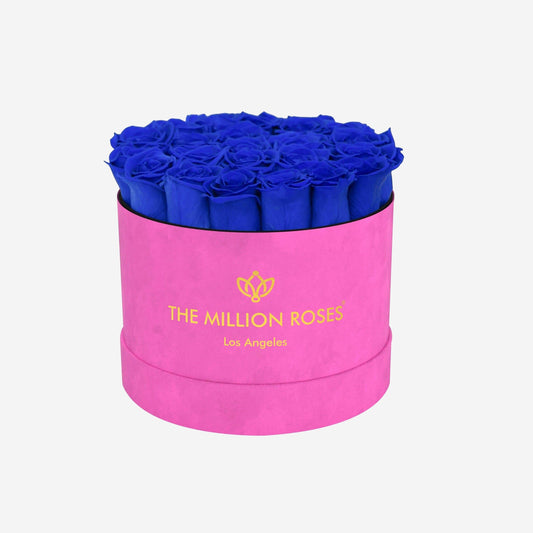 Classic Hot Pink Suede Box | Royal Blue Roses - The Million Roses
