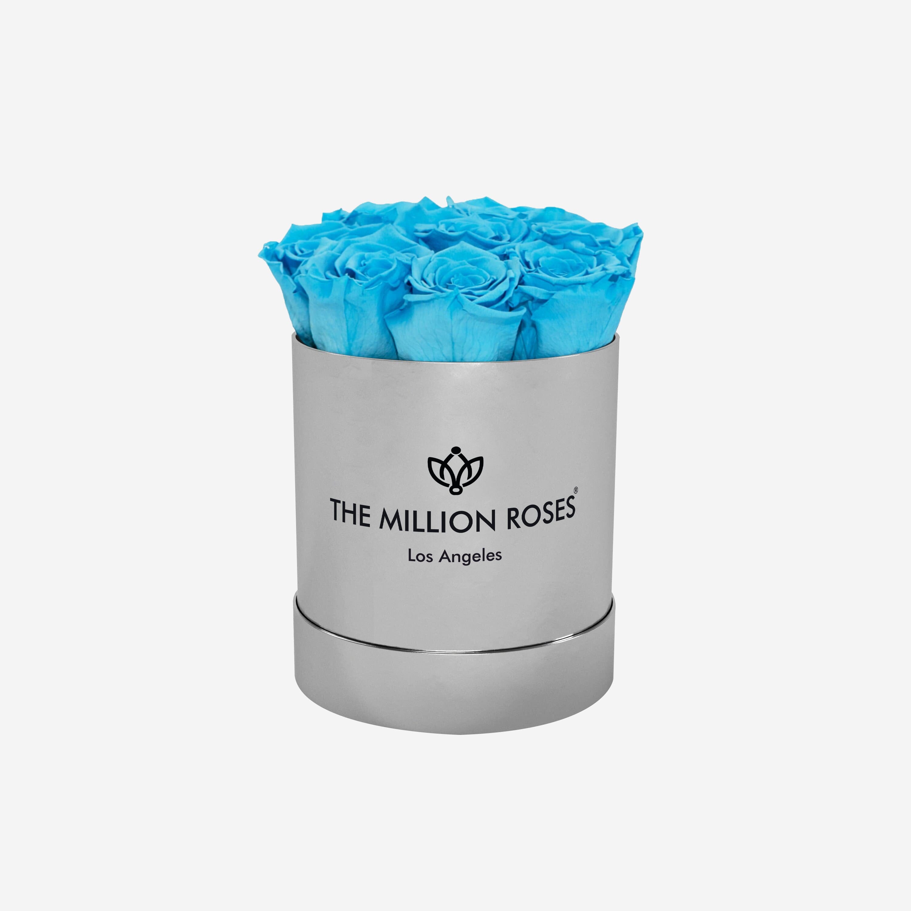 Basic Mirror Silver Box | Light Blue Roses - The Million Roses