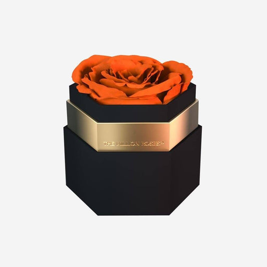 One in a Million™ Black Hexagon Box | Orange Rose - The Million Roses