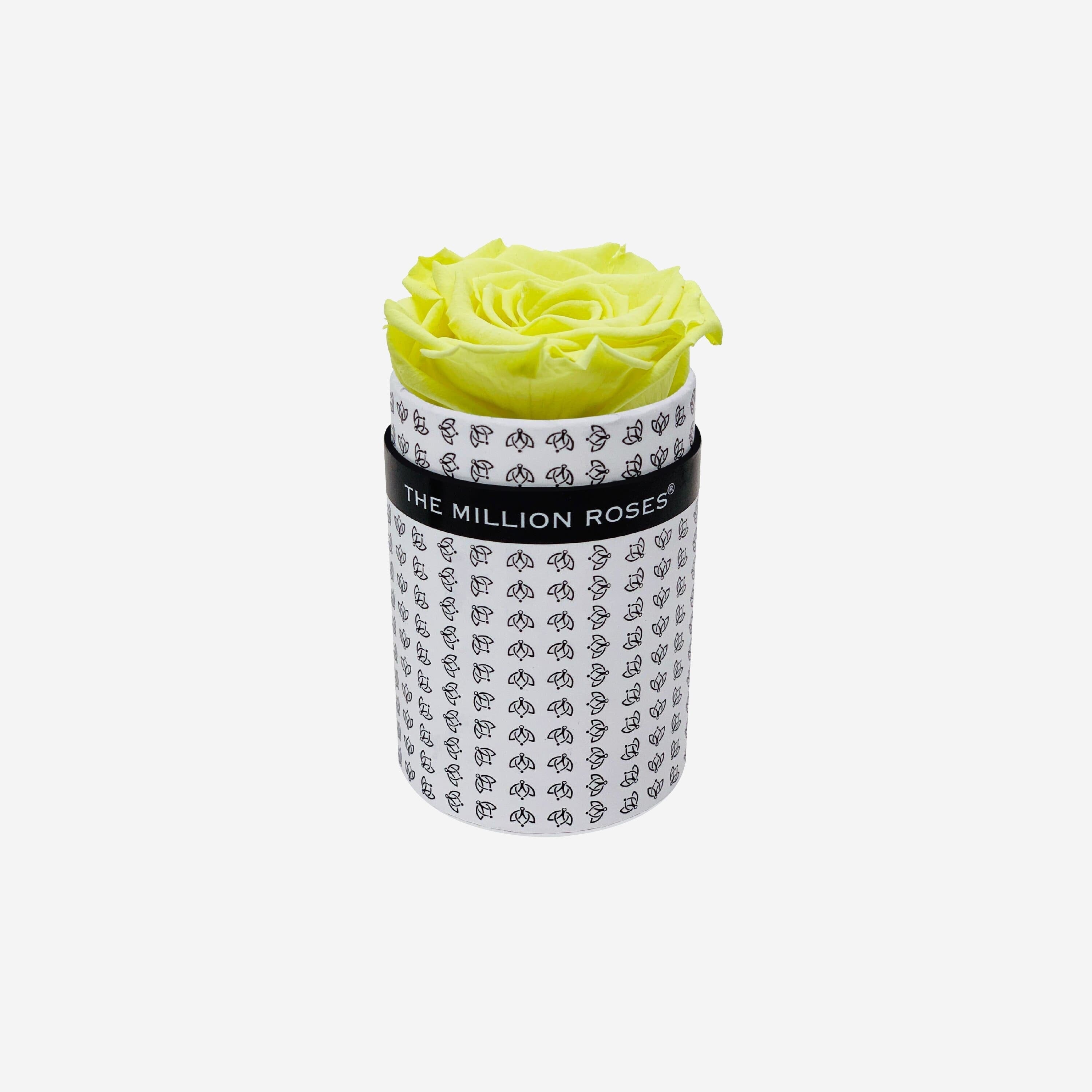 Single White Monogram Box | Canary Yellow Rose - The Million Roses