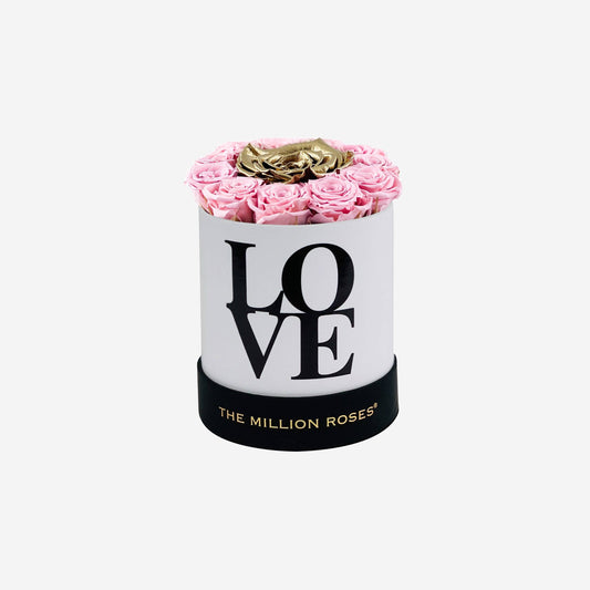 Basic White Box | Love Edition | Light Pink & Gold Mini Roses - The Million Roses
