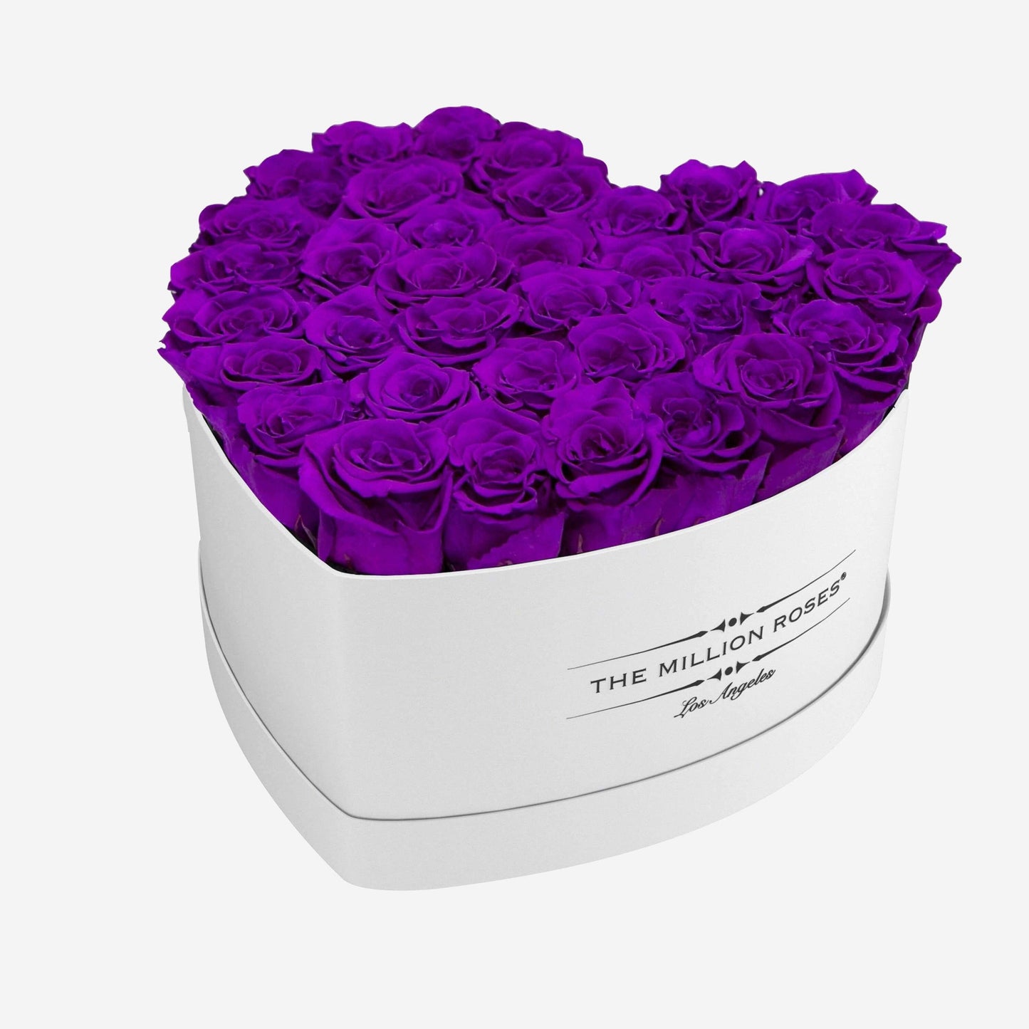 Heart White Box | Bright Purple Roses - The Million Roses