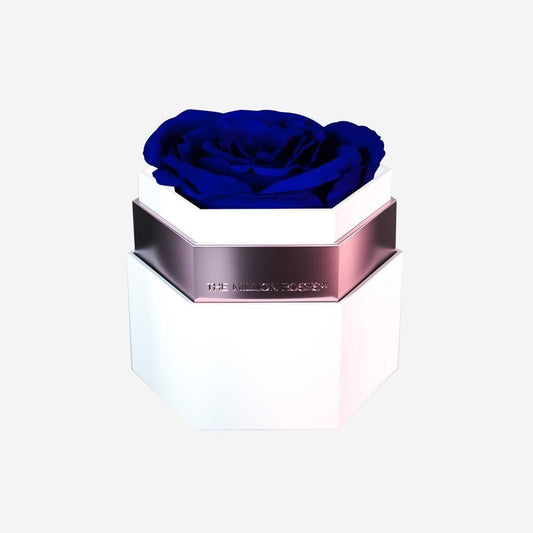 One in a Million™ White Hexagon Box | Royal Blue Rose - The Million Roses
