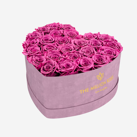 Heart Light Pink Suede Box | Orchid Roses - The Million Roses