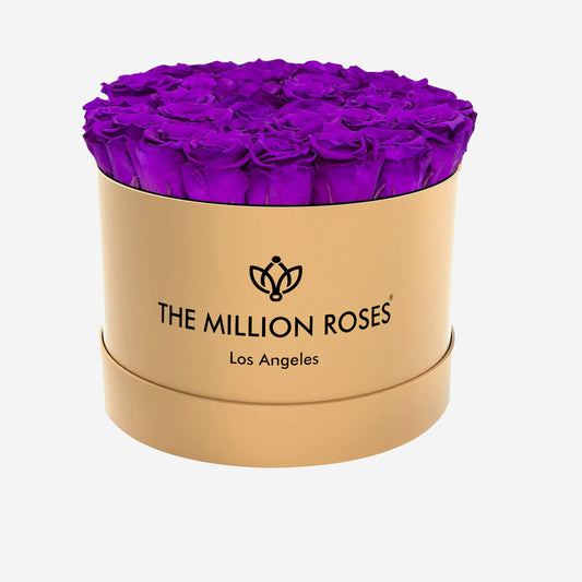 Supreme Gold Box | Bright Purple Roses - The Million Roses