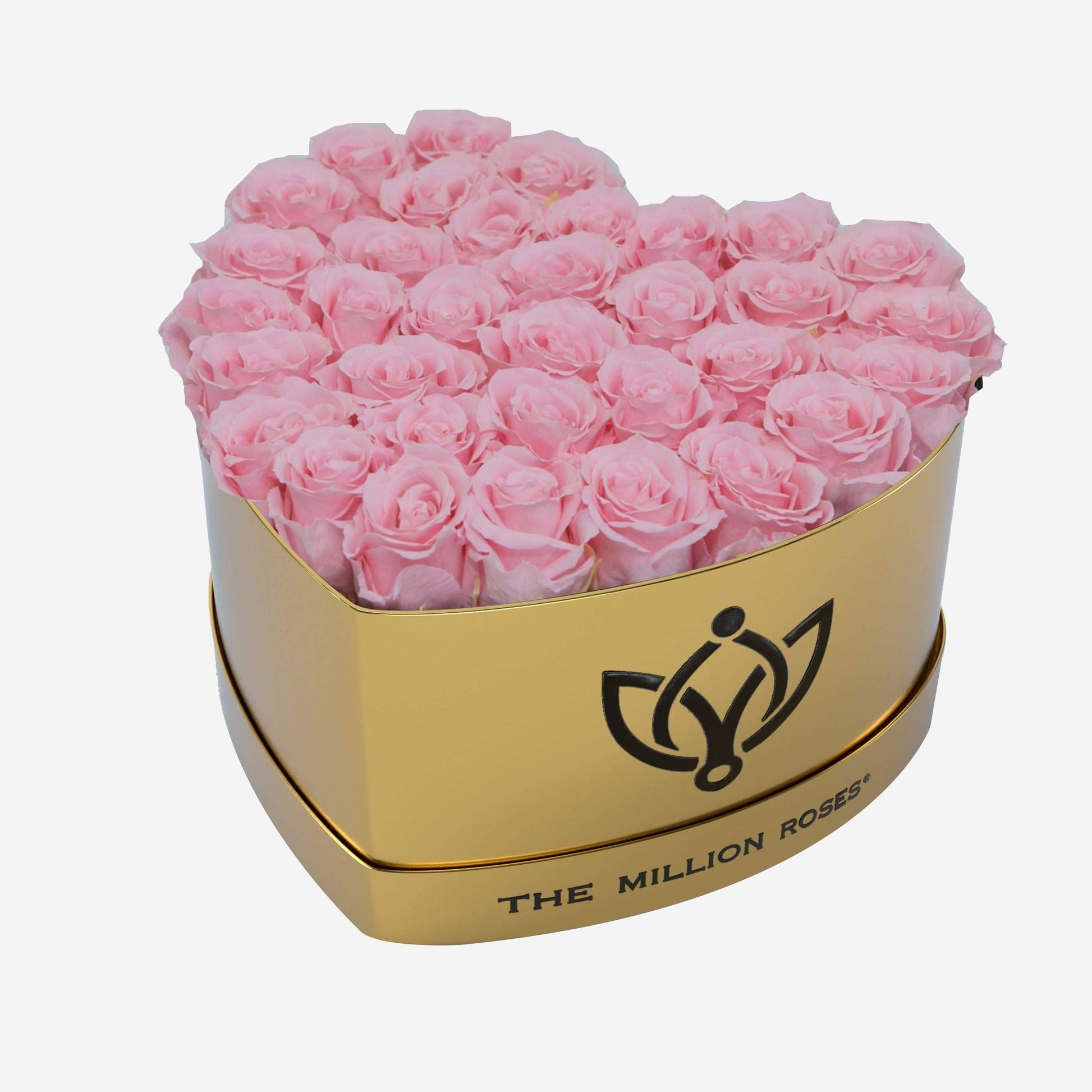 Heart Mirror Gold Box | Light Pink Roses - The Million Roses