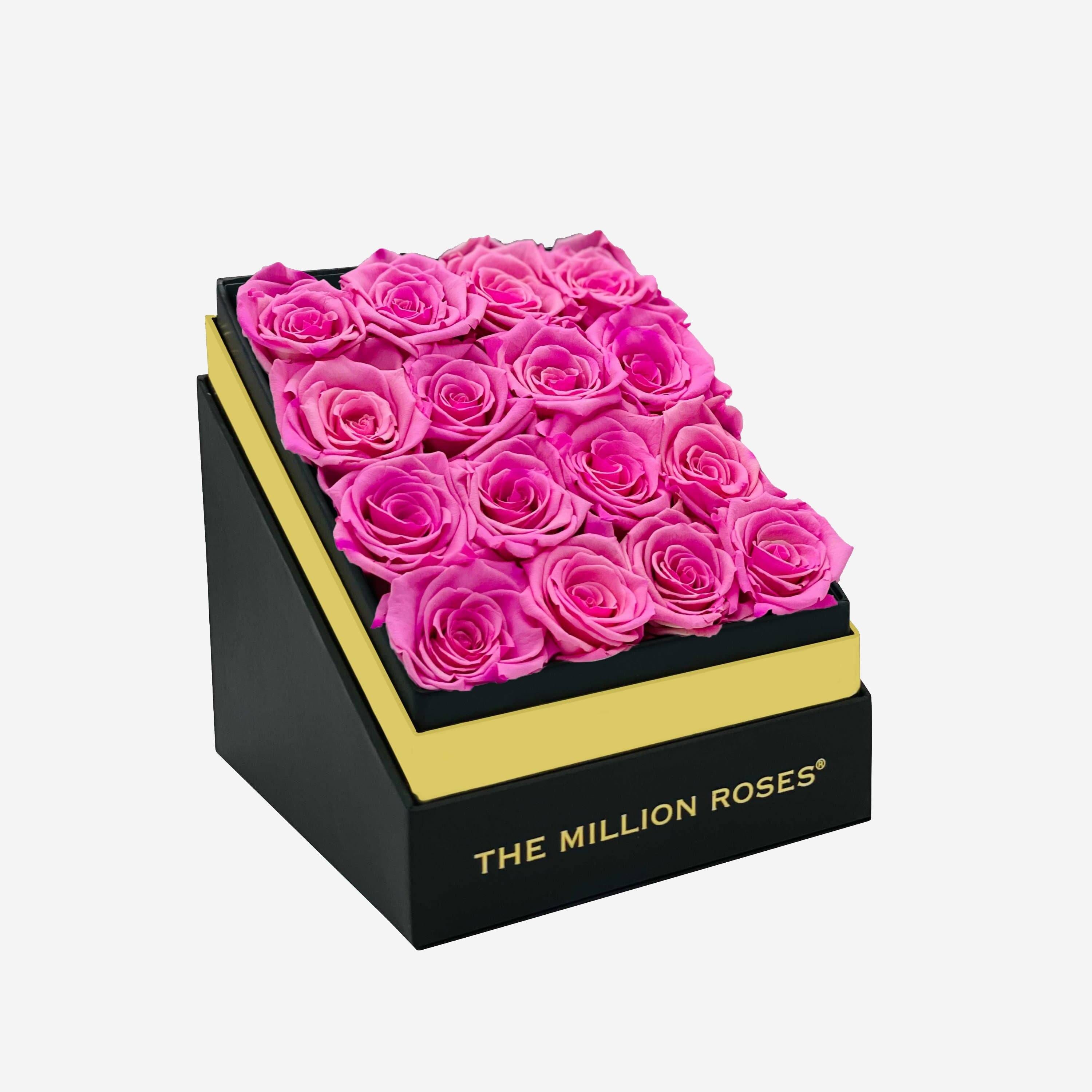 Square Black Box | Candy Pink Roses - The Million Roses