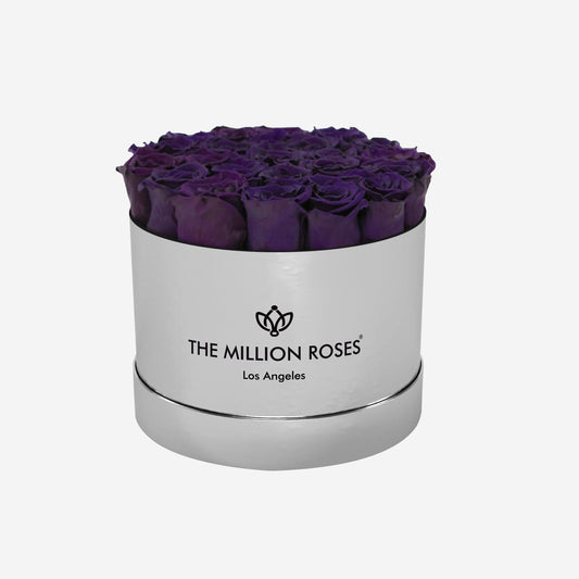Classic Mirror Silver Box | Dark Purple Roses - The Million Roses