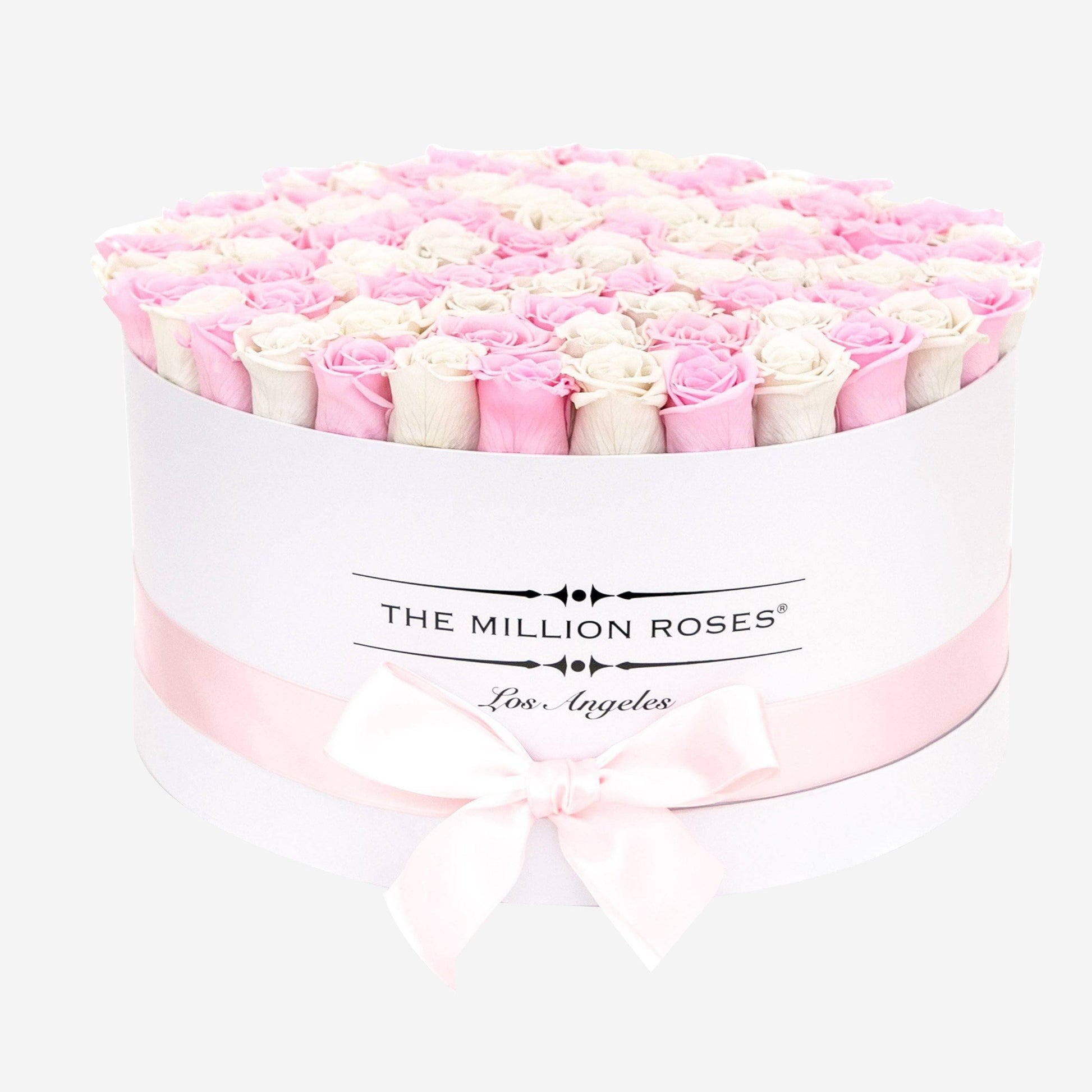 Deluxe White Box | Off White & Light Pink Roses - The Million Roses