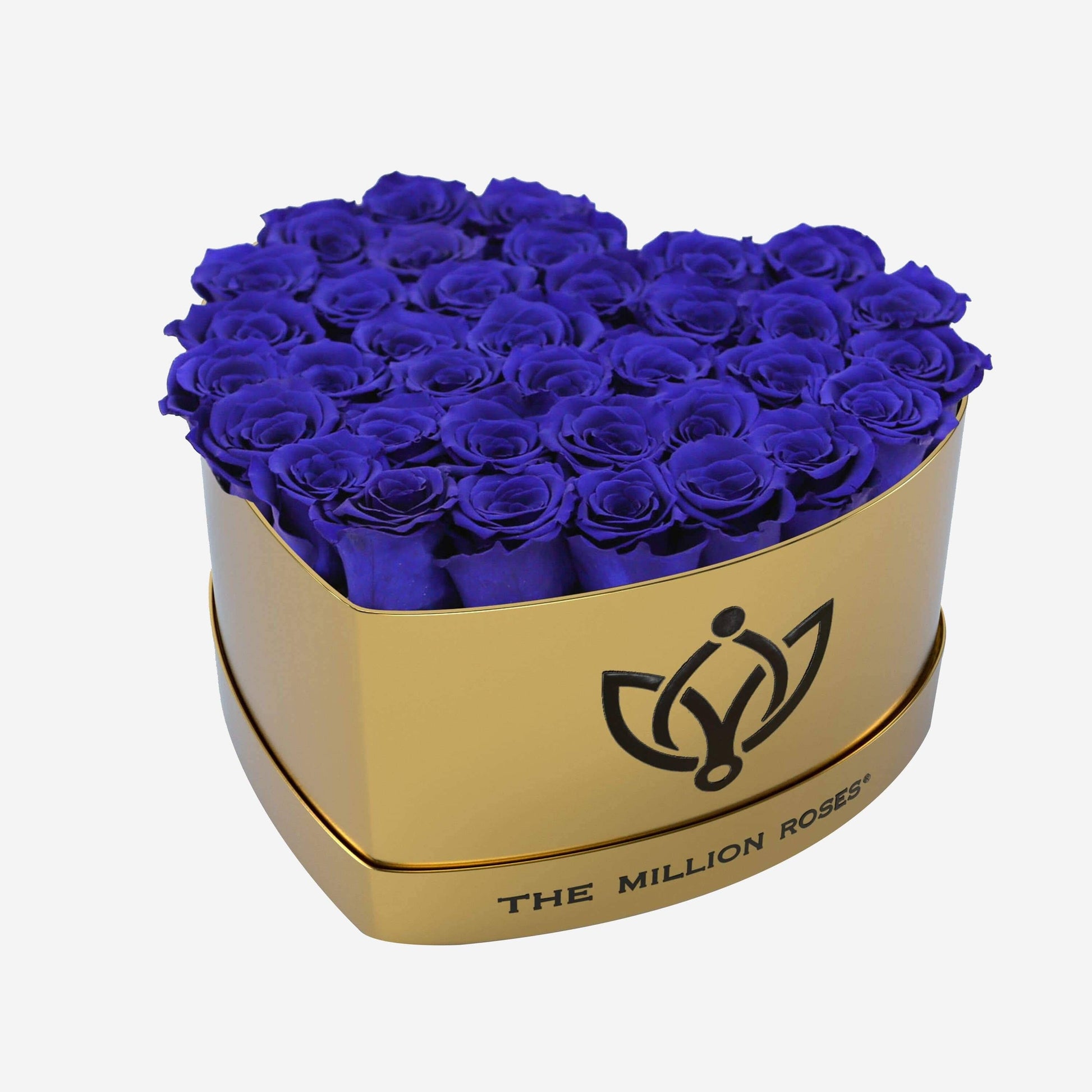Heart Mirror Gold Box | Royal Blue Roses - The Million Roses