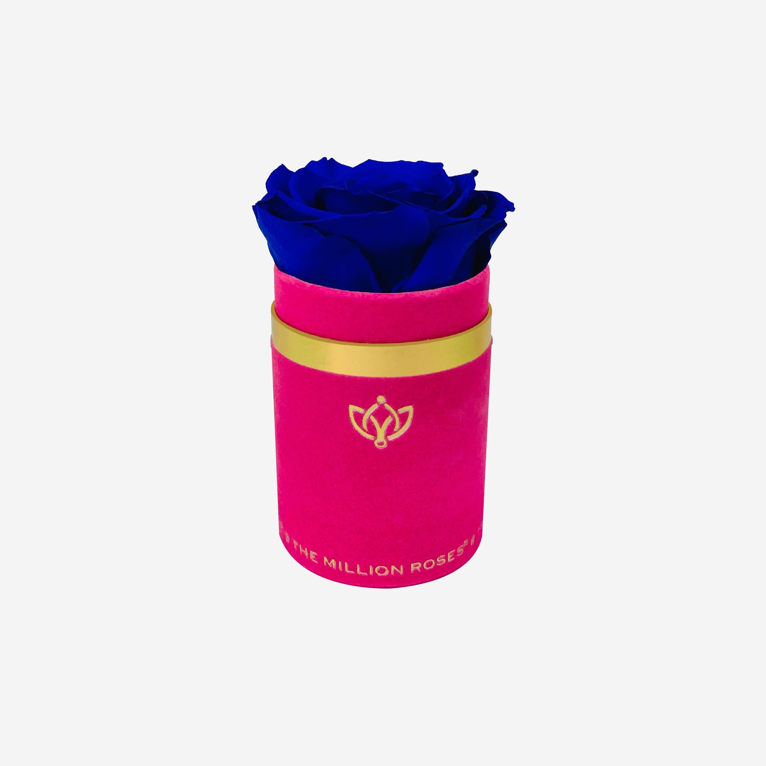 Single Hot Pink Suede Box | Royal Blue Rose - The Million Roses