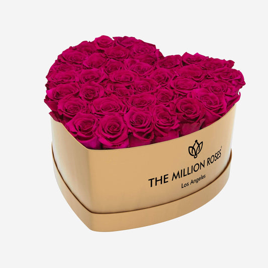 Heart Gold Box | Magenta Roses - The Million Roses
