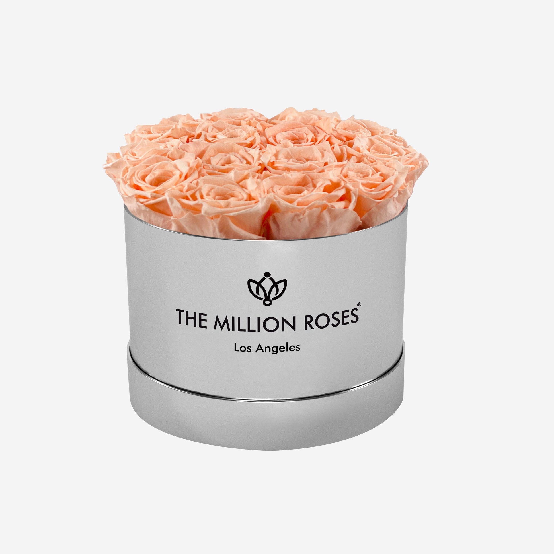 Classic Mirror Silver Box | Peach Roses - The Million Roses