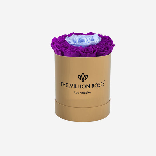 Basic Gold Box | Bright Purple & Light Blue Mini Roses - The Million Roses