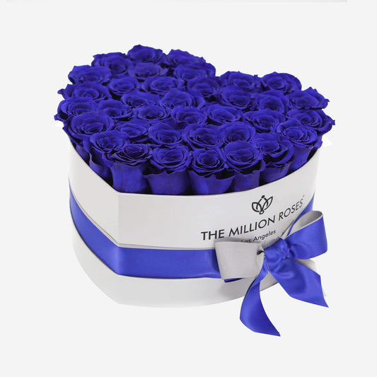 Heart White Box | Royal Blue Roses - The Million Roses