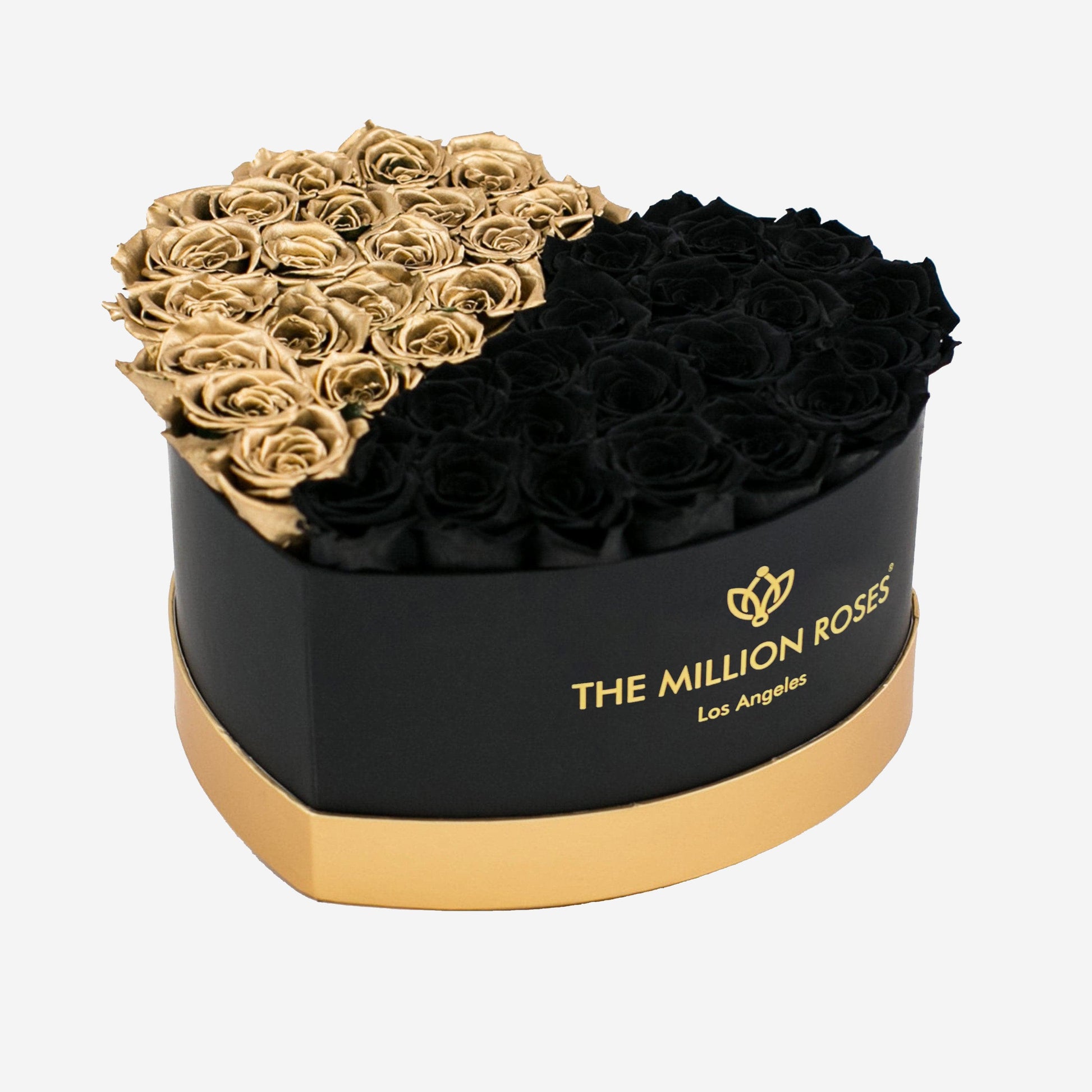 Heart Black Box | Gold & Black Roses | Half & Half - The Million Roses