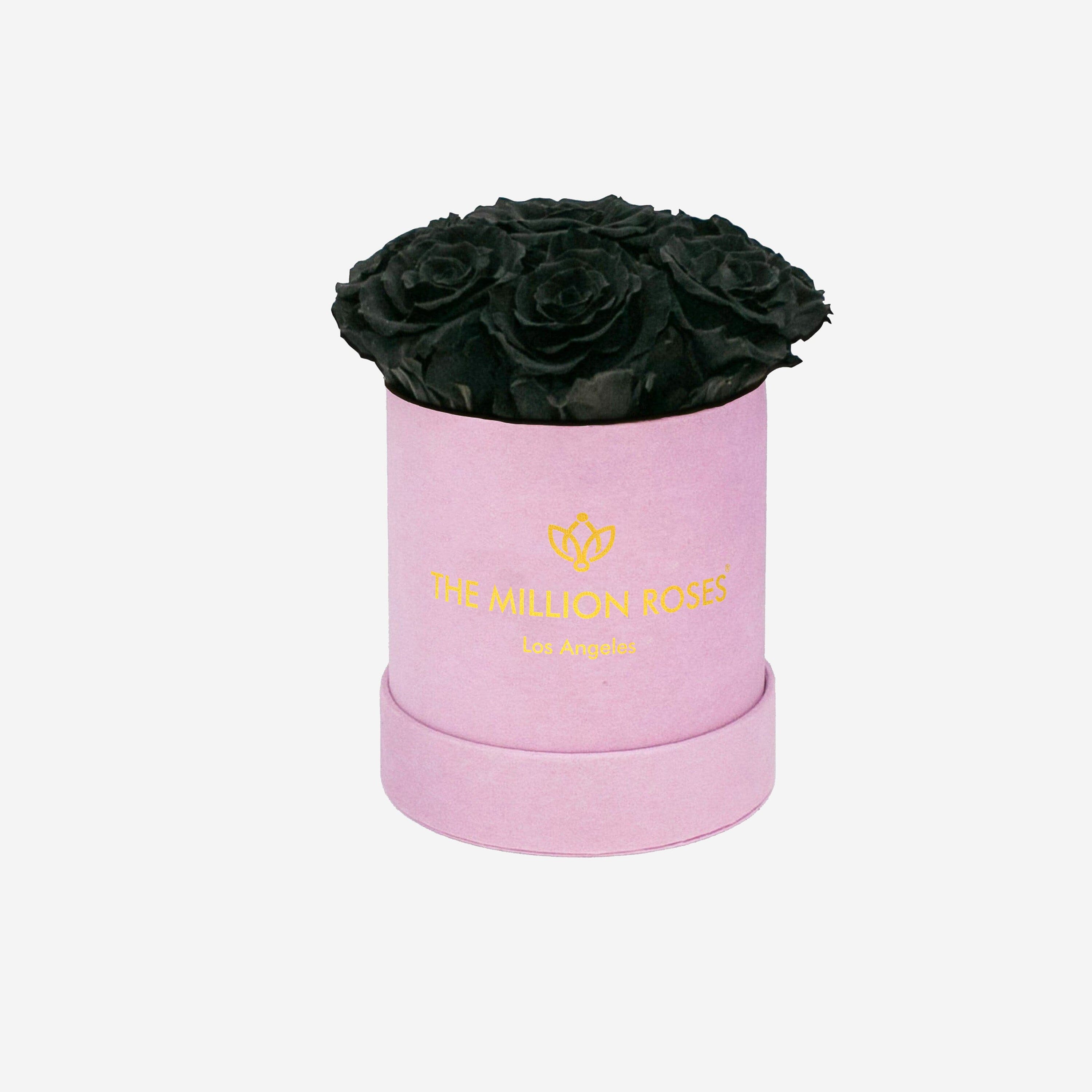 Basic Light Pink Suede Box | Black Roses - The Million Roses