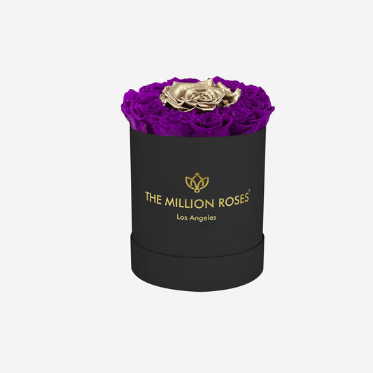 Basic Black Box | Bright Purple & Gold Mini Roses - The Million Roses