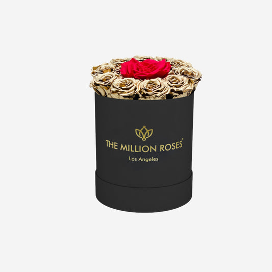 Basic Black Box | Gold & Red Mini Roses - The Million Roses