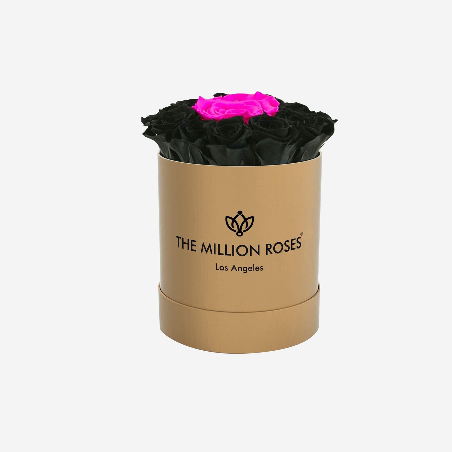 Basic Gold Box | Black & Neon Pink Mini Roses - The Million Roses