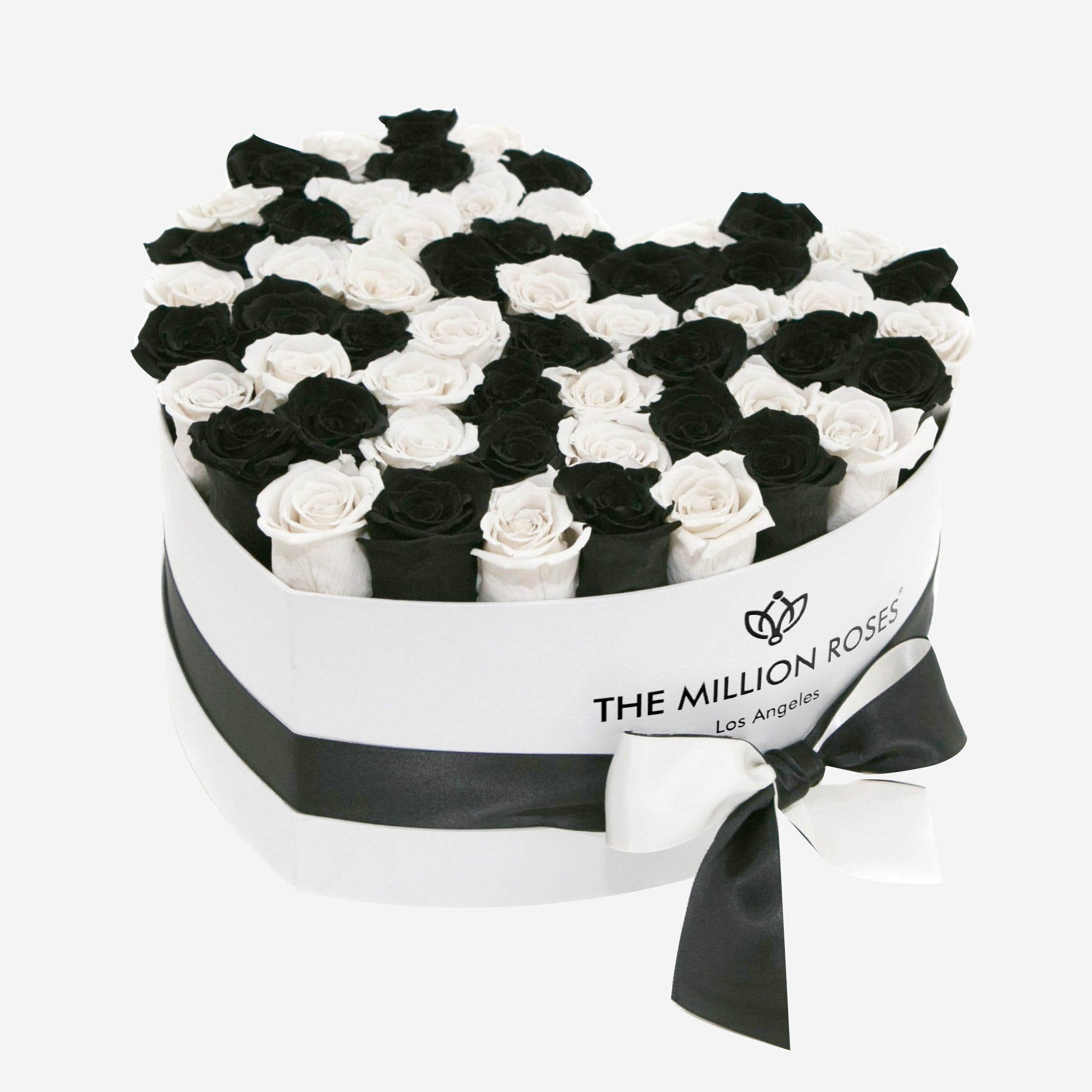 Heart White Box | Black & White Roses - The Million Roses