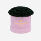 Classic Dome Light Pink Suede Box | Black Roses - The Million Roses