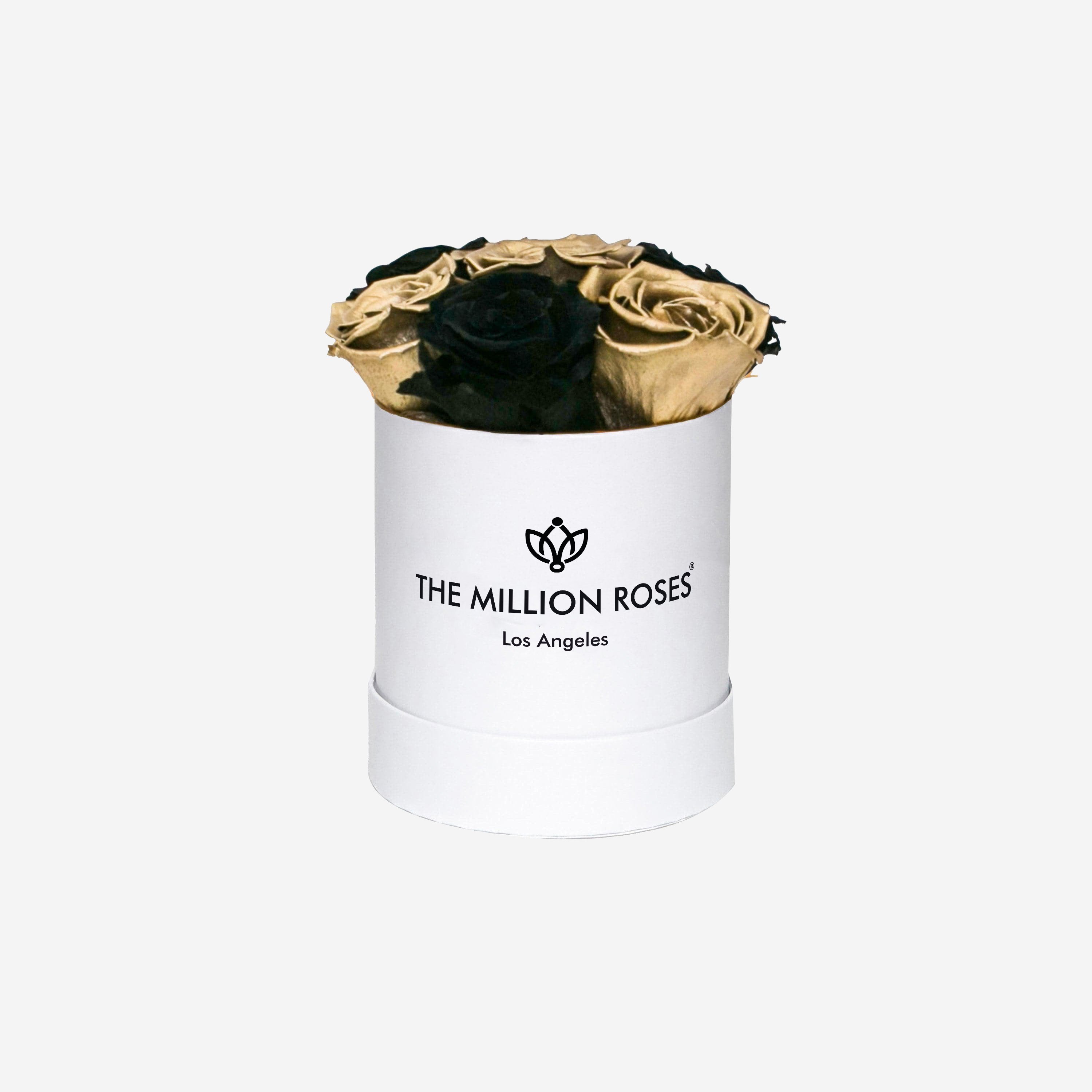 Basic White Box | Black & Gold Roses - The Million Roses