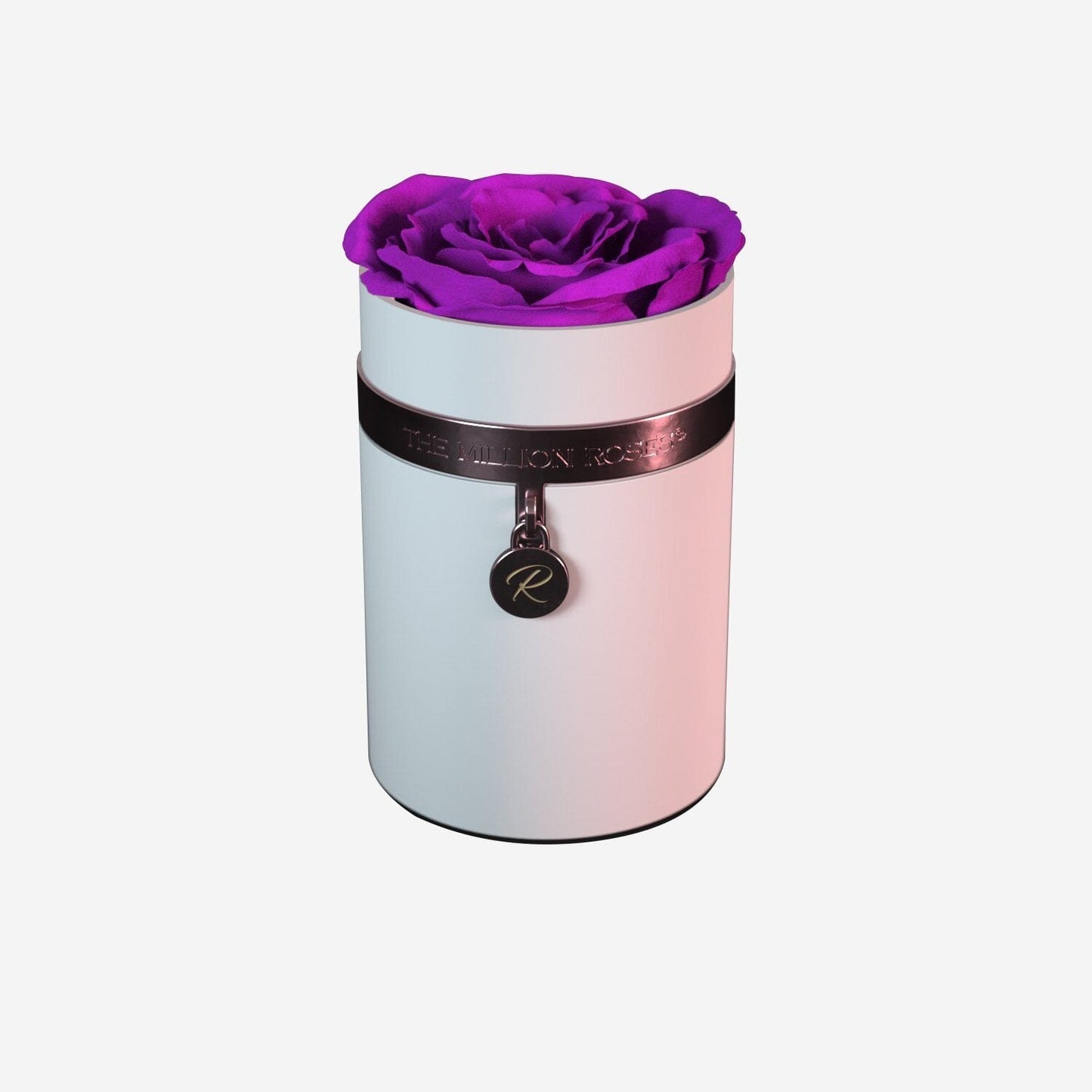 One in a Million™ Round White Box | Charm Edition | Bright Purple Rose - The Million Roses