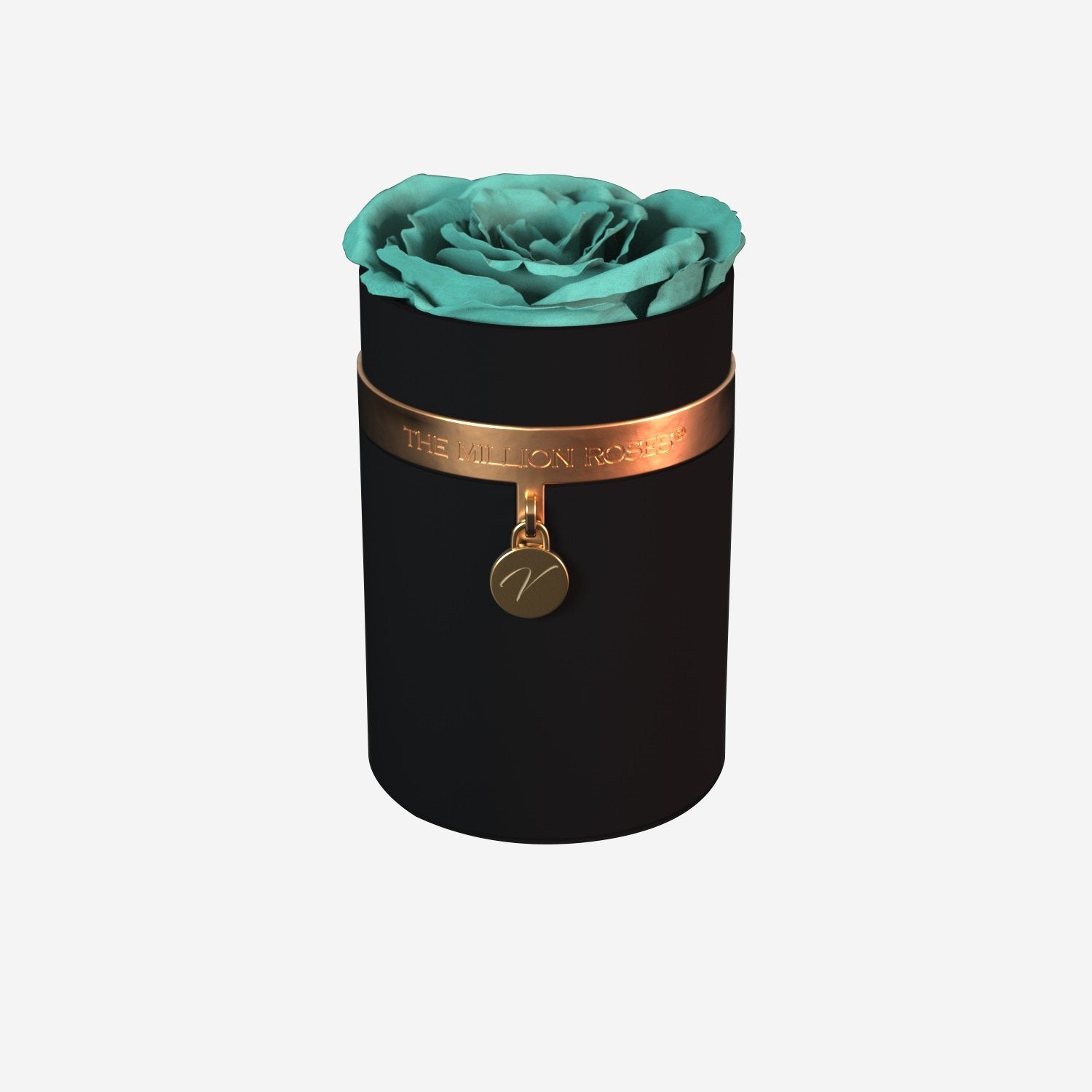 One in a Million™ Round Black Box | Charm Edition | Turquoise Rose - The Million Roses