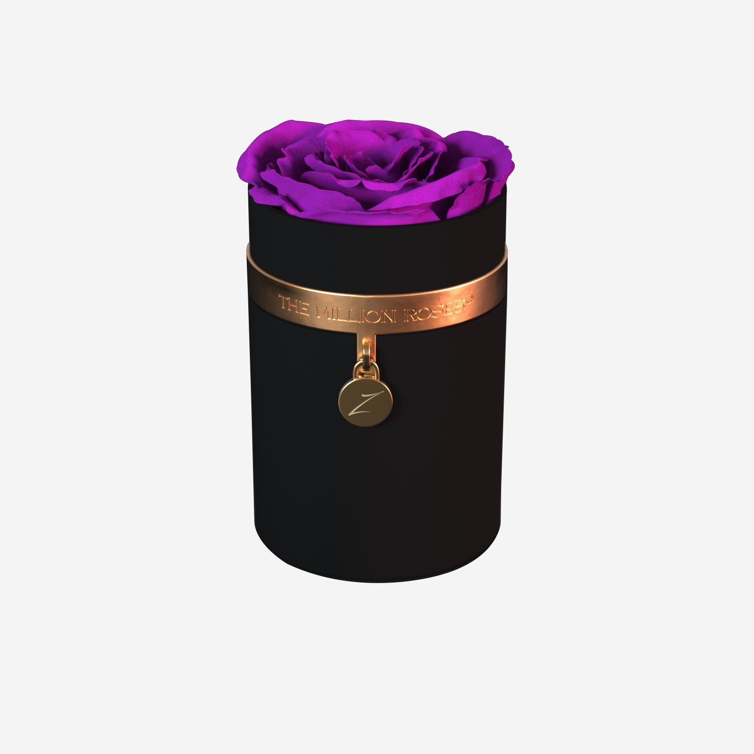 One in a Million™ Round Black Box | Charm Edition | Bright Purple Rose - The Million Roses