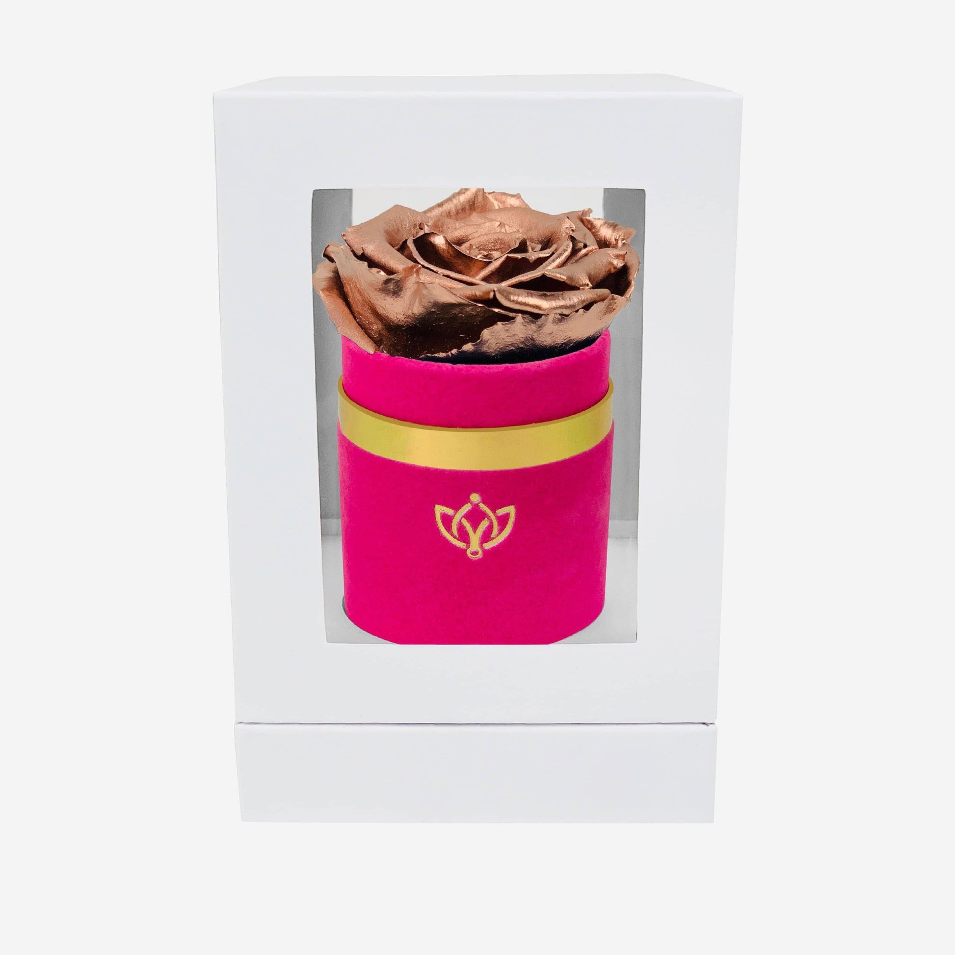 Single Hot Pink Suede Box | Rose Gold Rose - The Million Roses