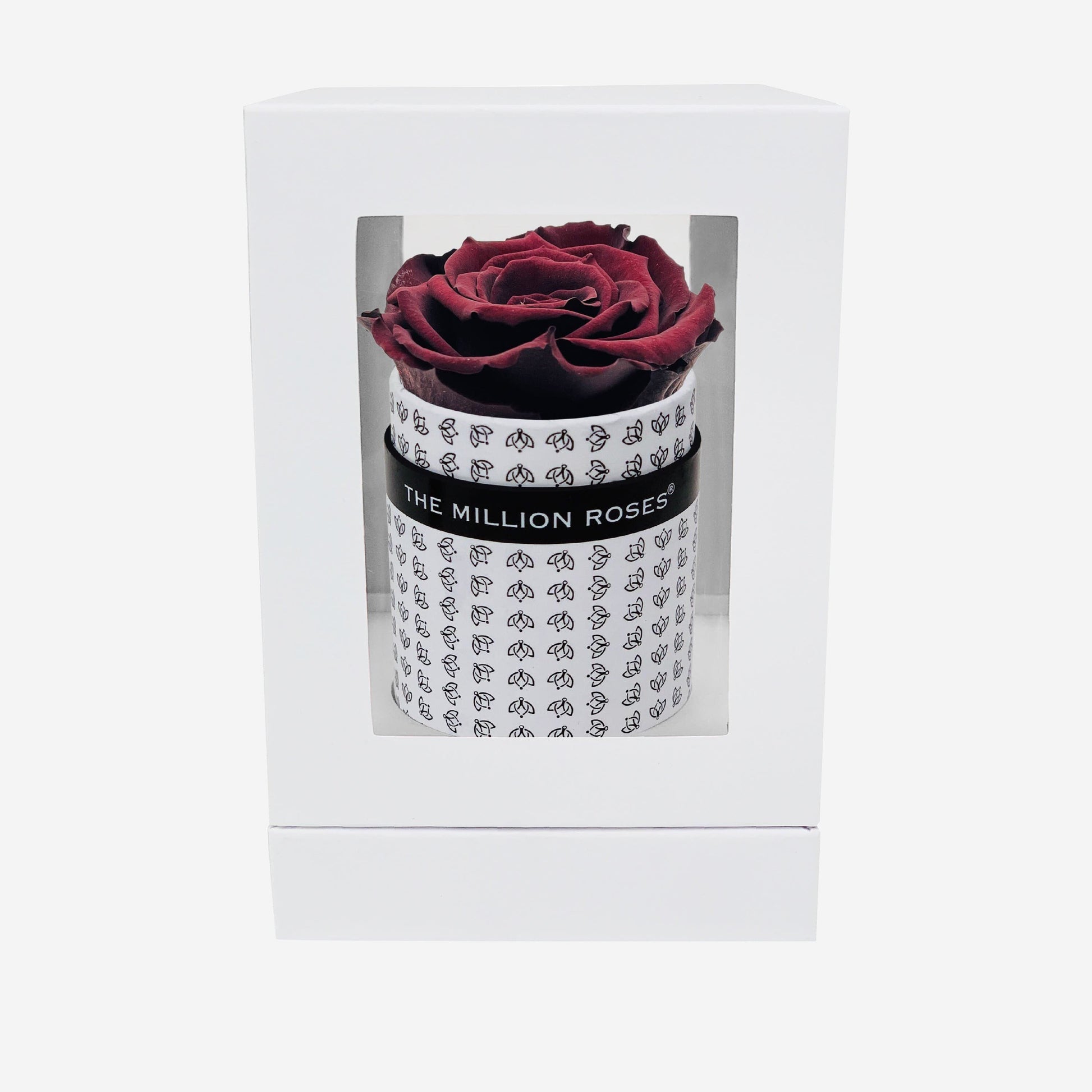 Single White Monogram Box | Mahogany Rose - The Million Roses