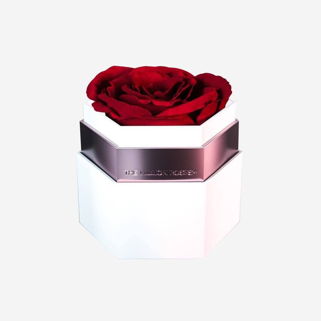 One in a Million™ White Hexagon Box | Red Rose - The Million Roses