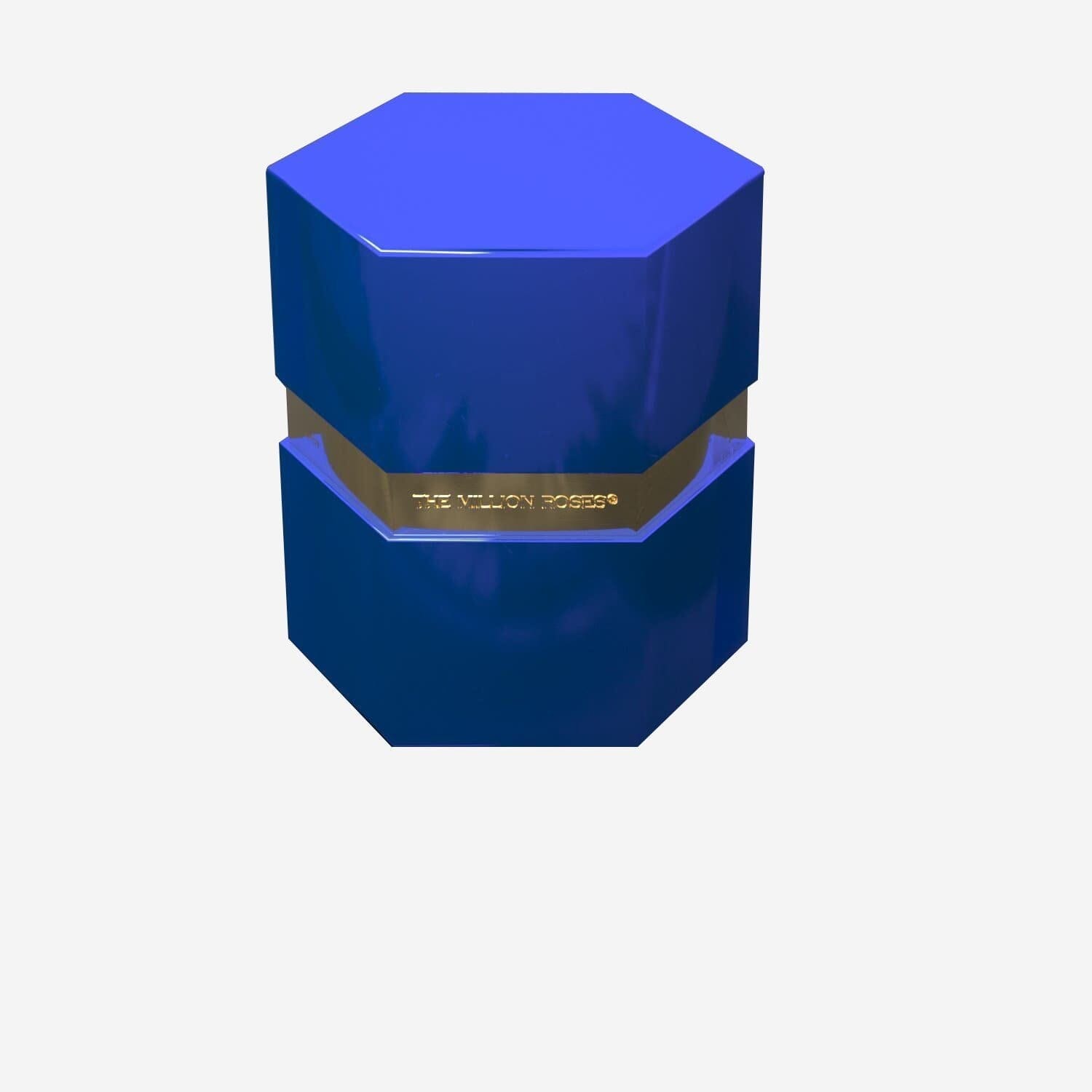 One in a Million™ Mirror Blue Hexagon Box | Peach & Gold Roses - The Million Roses