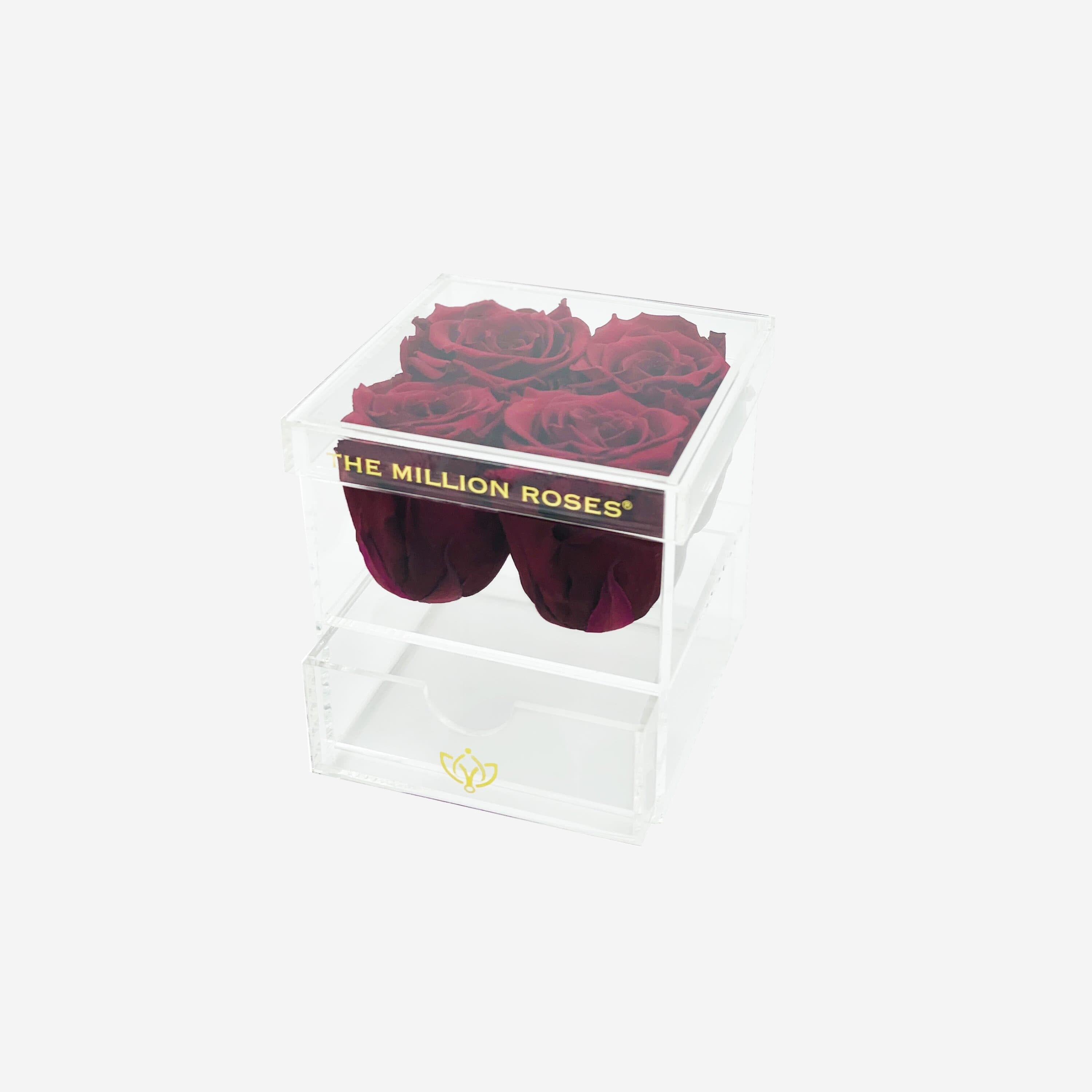 Acrylic 4 Drawer Box | Burgundy Roses - The Million Roses