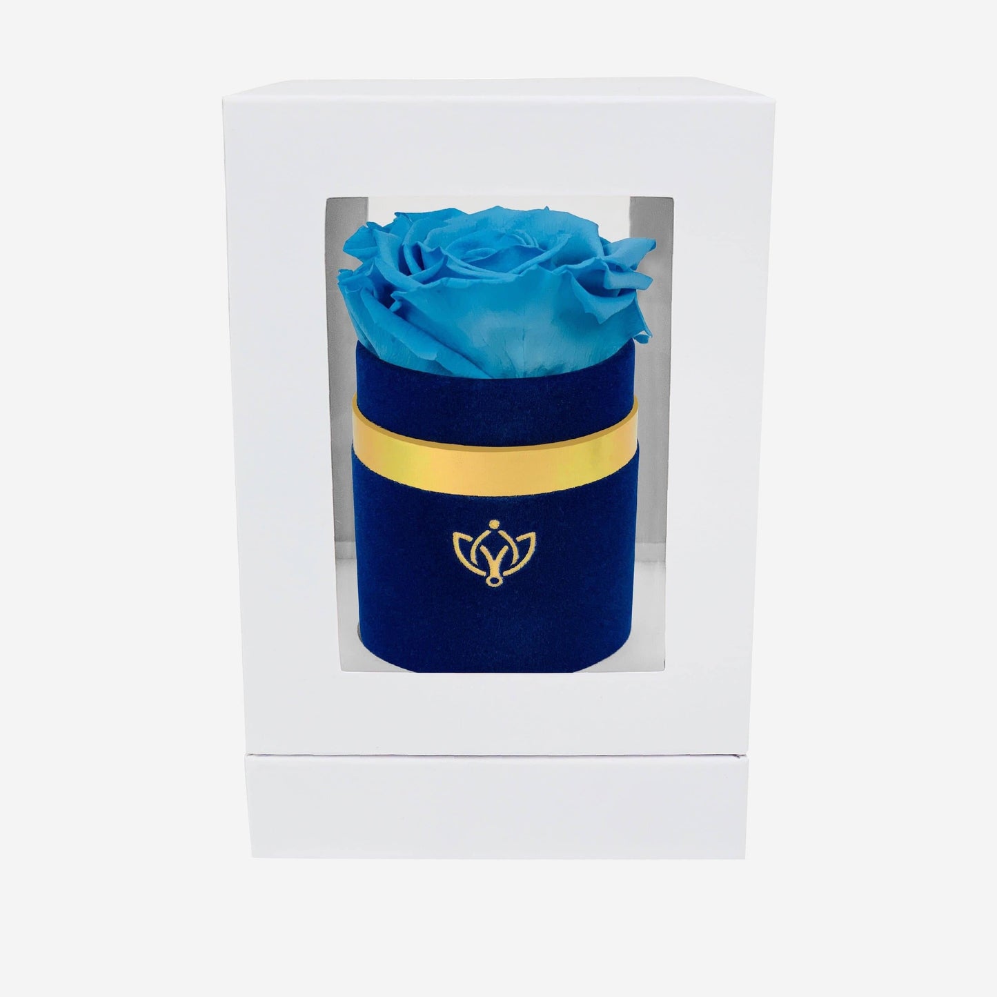 Single Royal Blue Suede Box | Light Blue Rose - The Million Roses