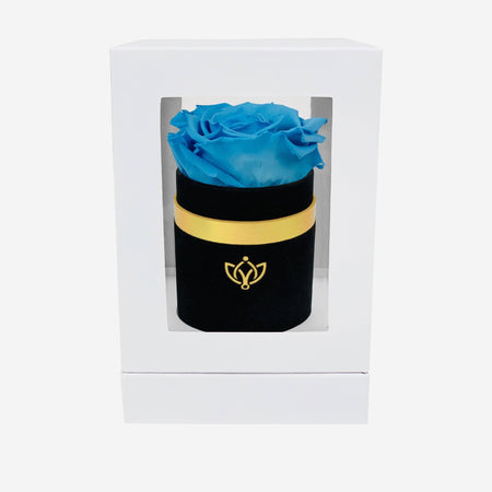 Single Black Suede Box | Light Blue Rose - The Million Roses