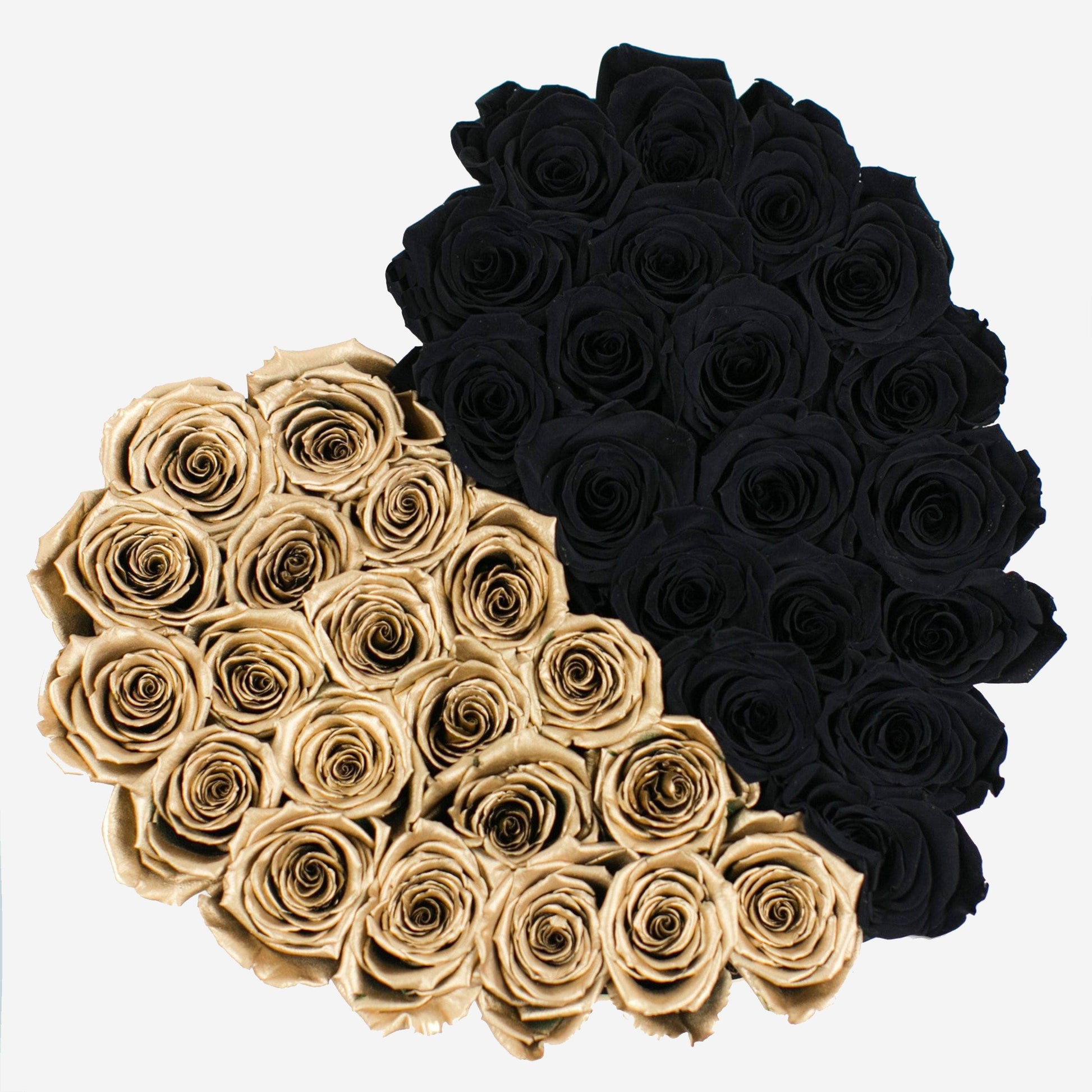 Heart Gold Box | Gold & Black Roses | Half & Half - The Million Roses