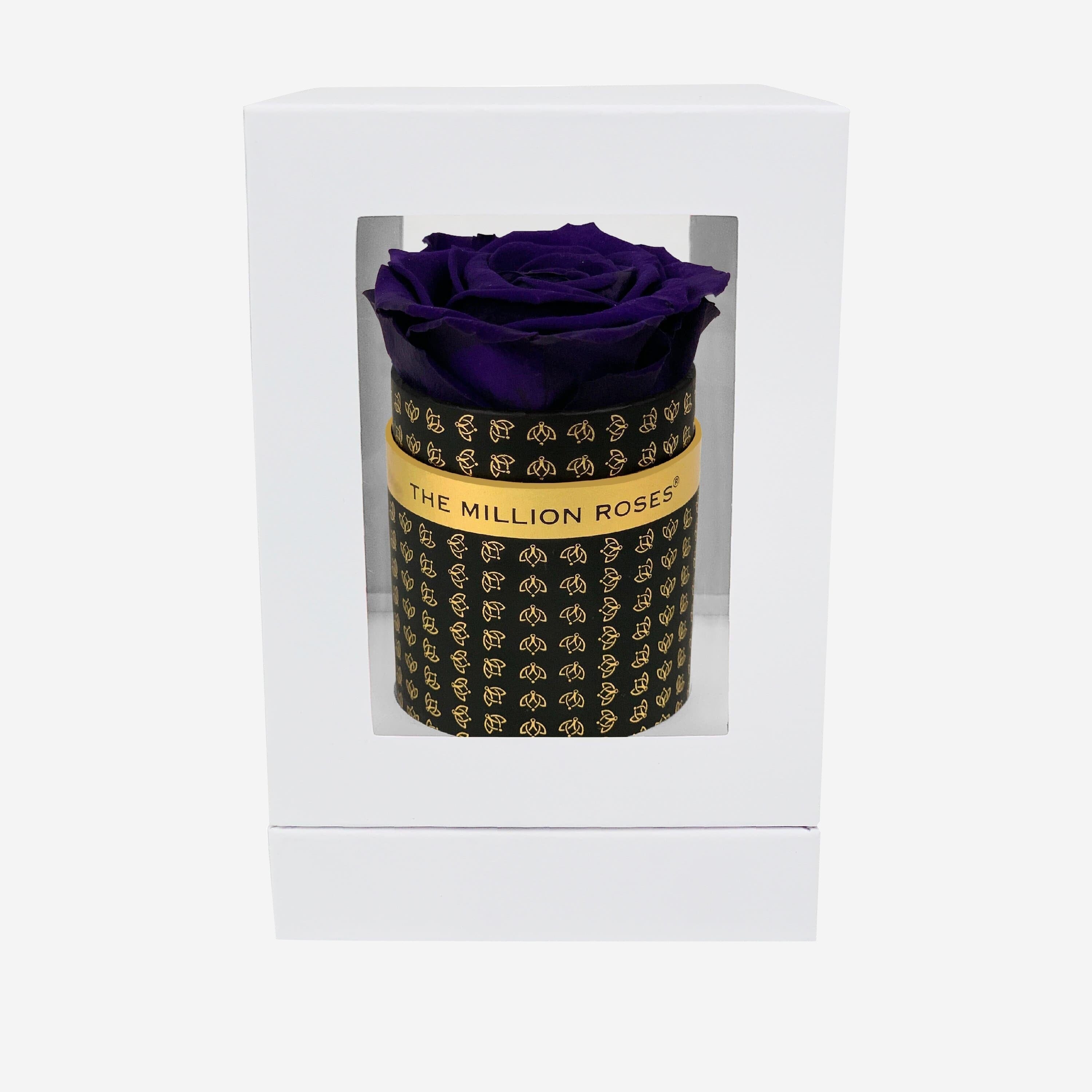 Single Black Monogram Box | Dark Purple Rose - The Million Roses