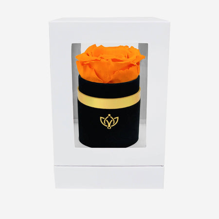 Single Black Suede Box | Orange Rose - The Million Roses