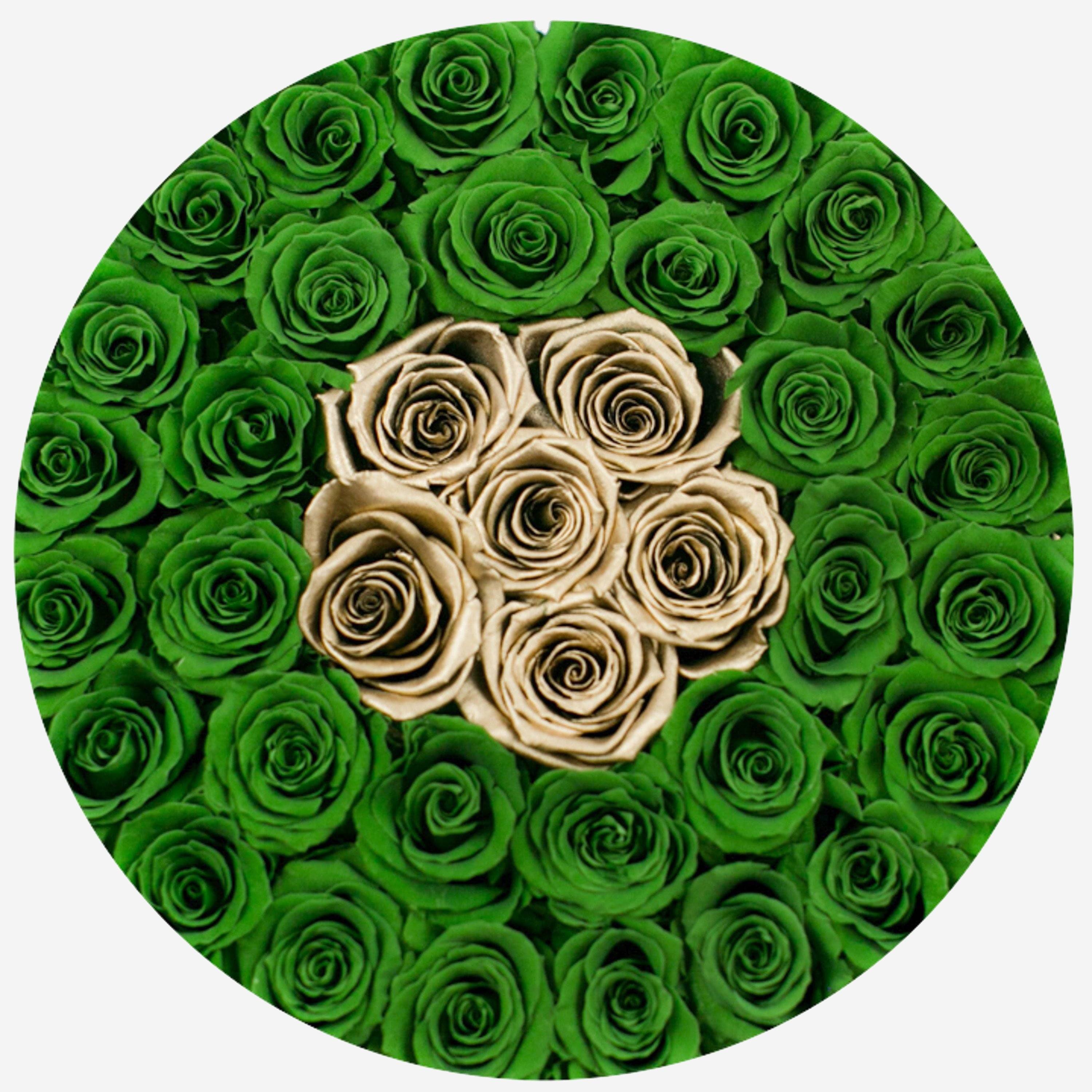 Supreme Gold Box | Dark Green & Gold Roses - The Million Roses