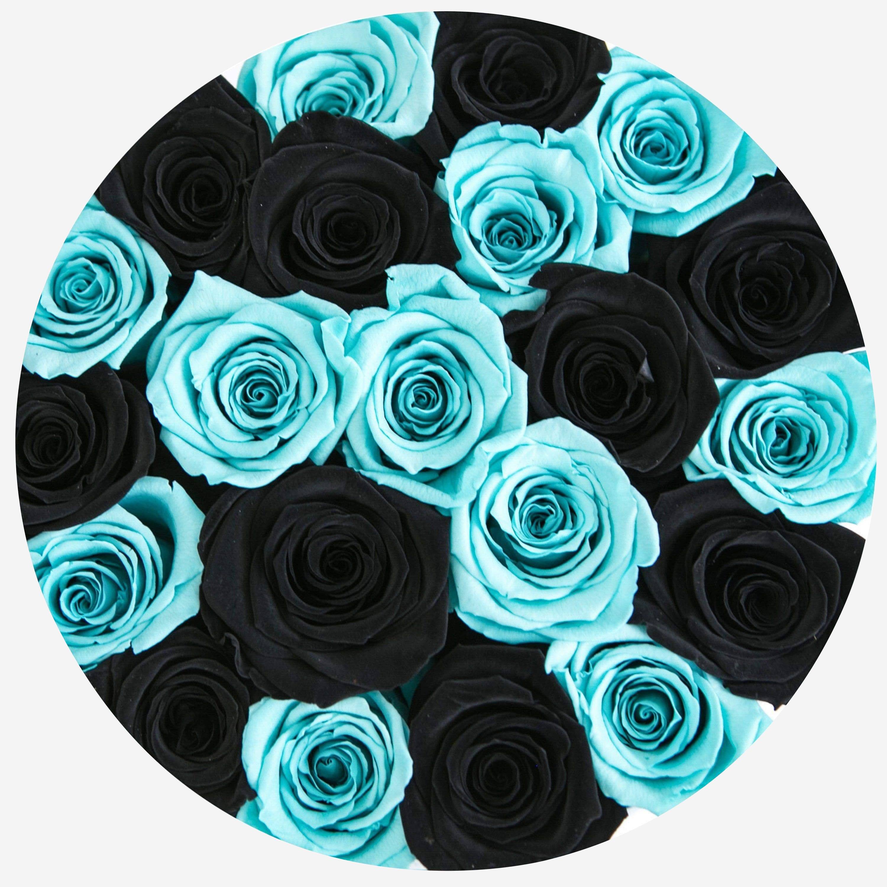 Classic White Box | Black & Turquoise Roses - The Million Roses