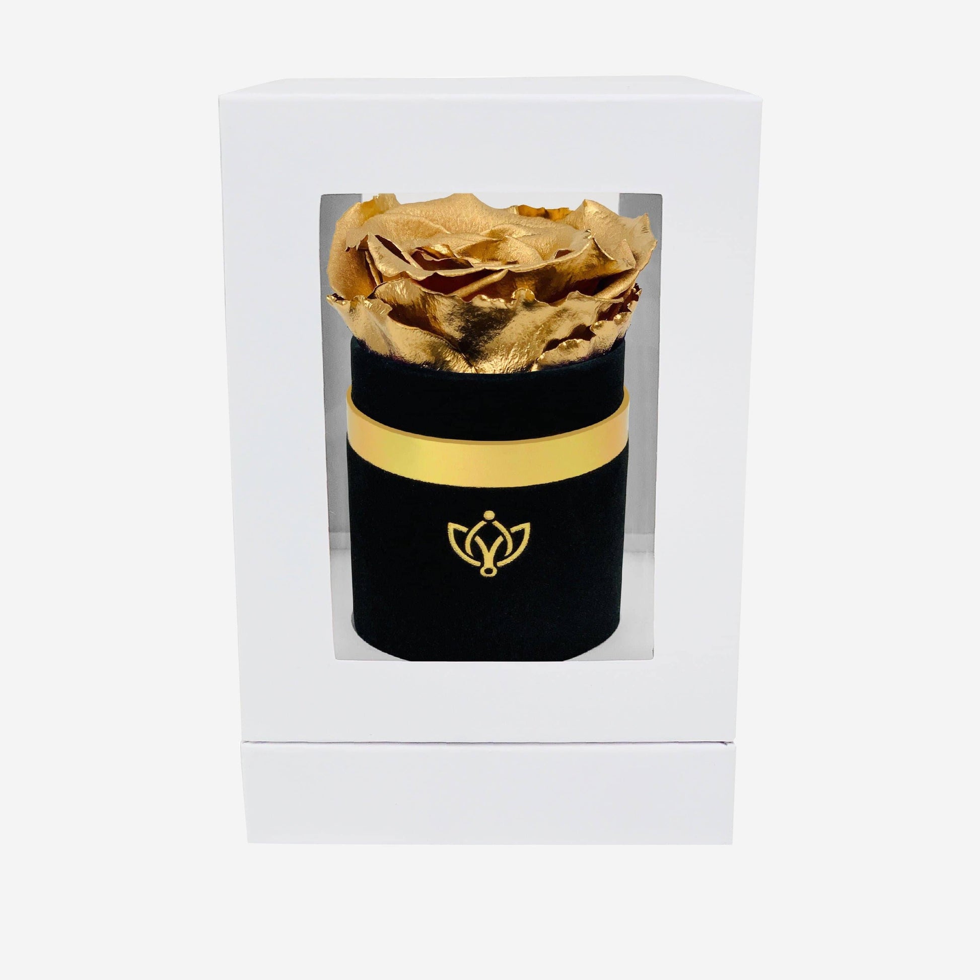 Single Black Suede Box | Gold Rose - The Million Roses