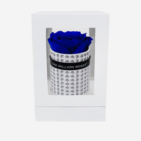 Single White Monogram Box | Royal Blue Rose - The Million Roses